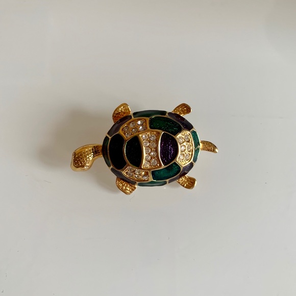 Vintage Enamel Turtle Brooch - Picture 1 of 6